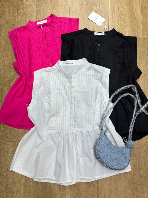 Vintage Buttons Up Half Sleeves Tops